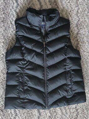Land's End Black Puffer Vest Women's size Large